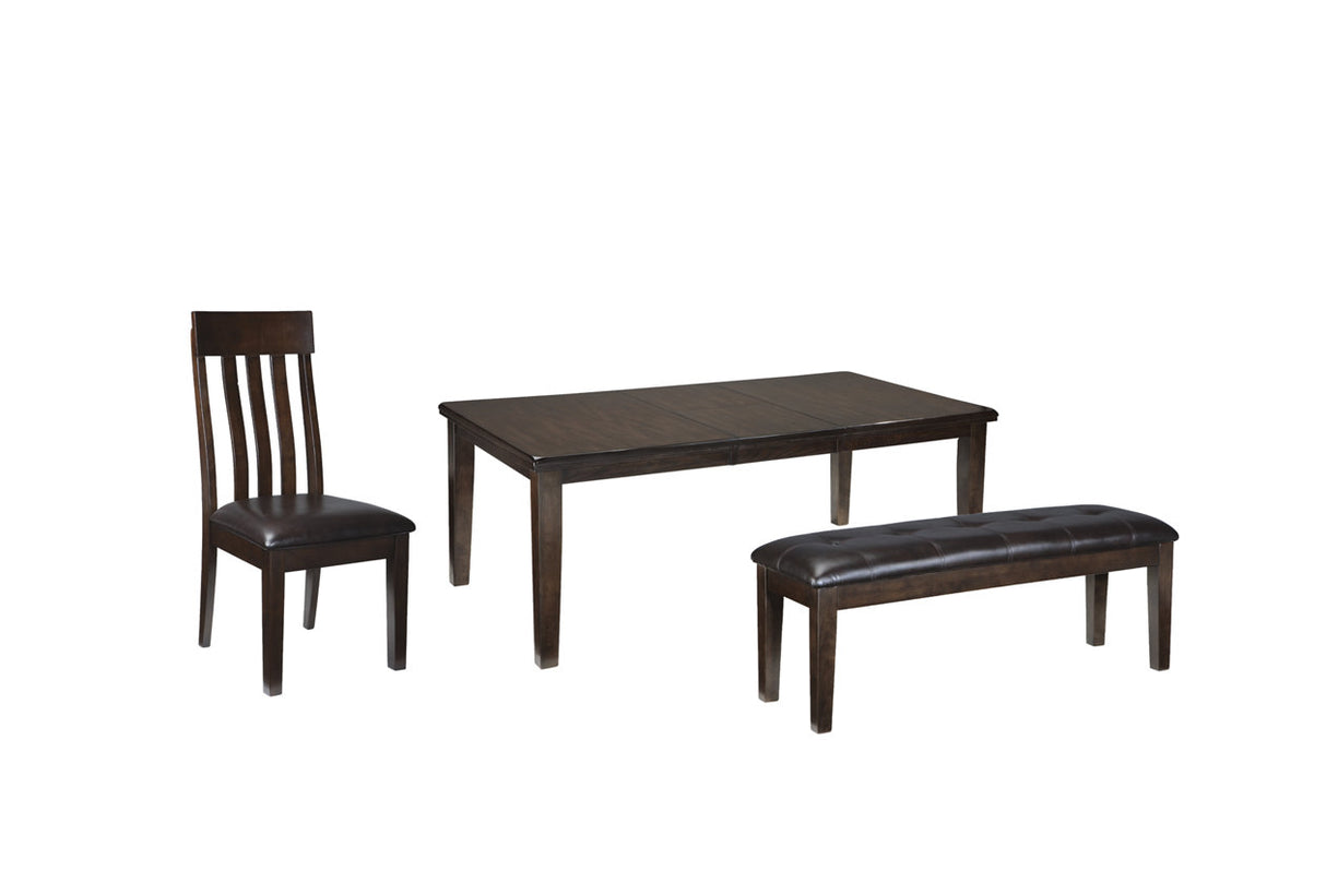 Haddigan Dark Brown Dining Table with 4 Chairs and Bench from Ashley Furniture - Luna Furniture