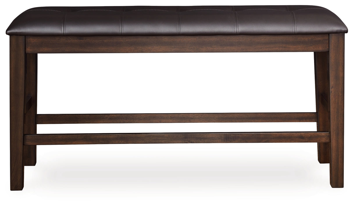 Haddigan Dark Brown Counter Height Dining Bench from Ashley - Luna Furniture