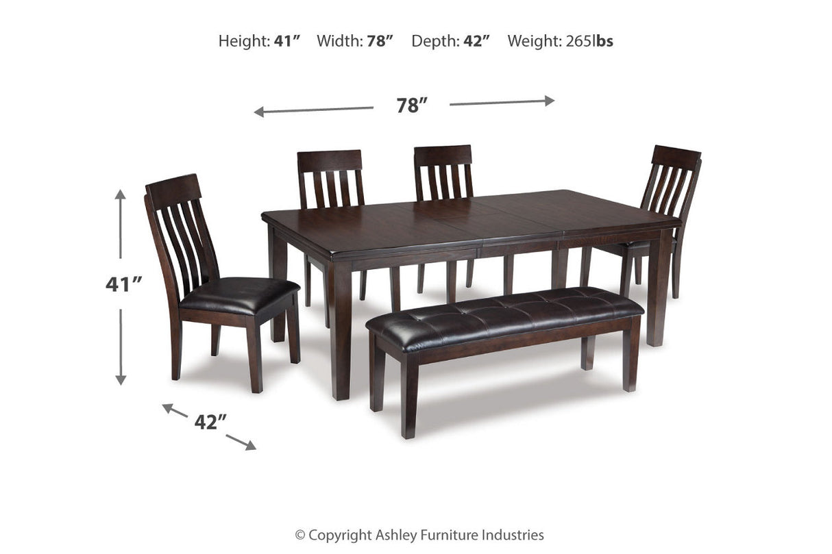 Haddigan Dark Brown Dining Table with 4 Chairs and Bench from Ashley Furniture - Luna Furniture