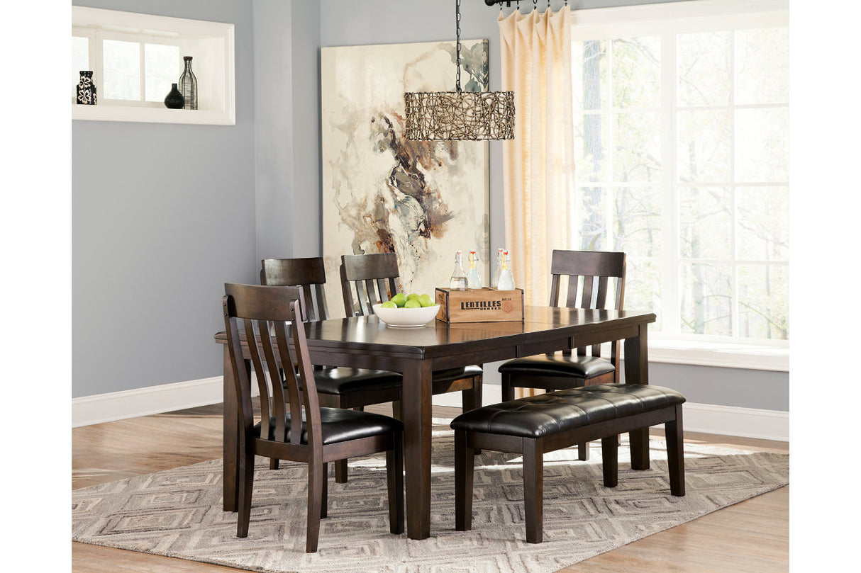 Haddigan Dark Brown Dining Table with 4 Chairs and Bench from Ashley Furniture - Luna Furniture