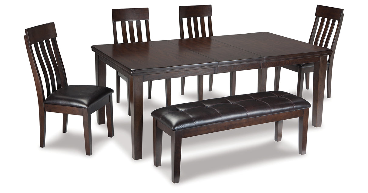 Haddigan Dining Table and 4 Chairs and Bench in Dark Brown from Ashley Furniture - Luna Furniture