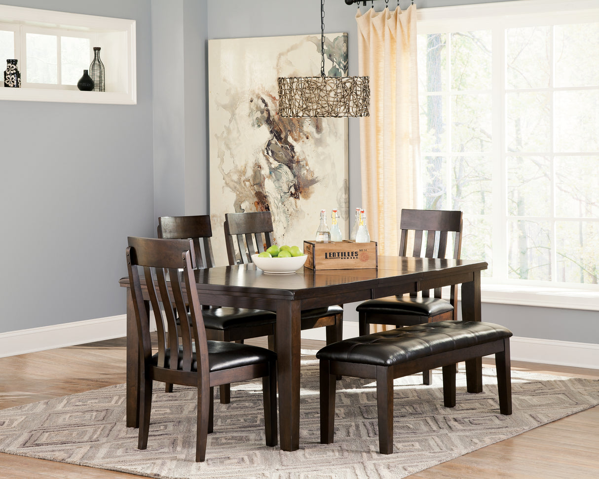 Haddigan Dining Table and 4 Chairs and Bench in Dark Brown from Ashley - Luna Furniture