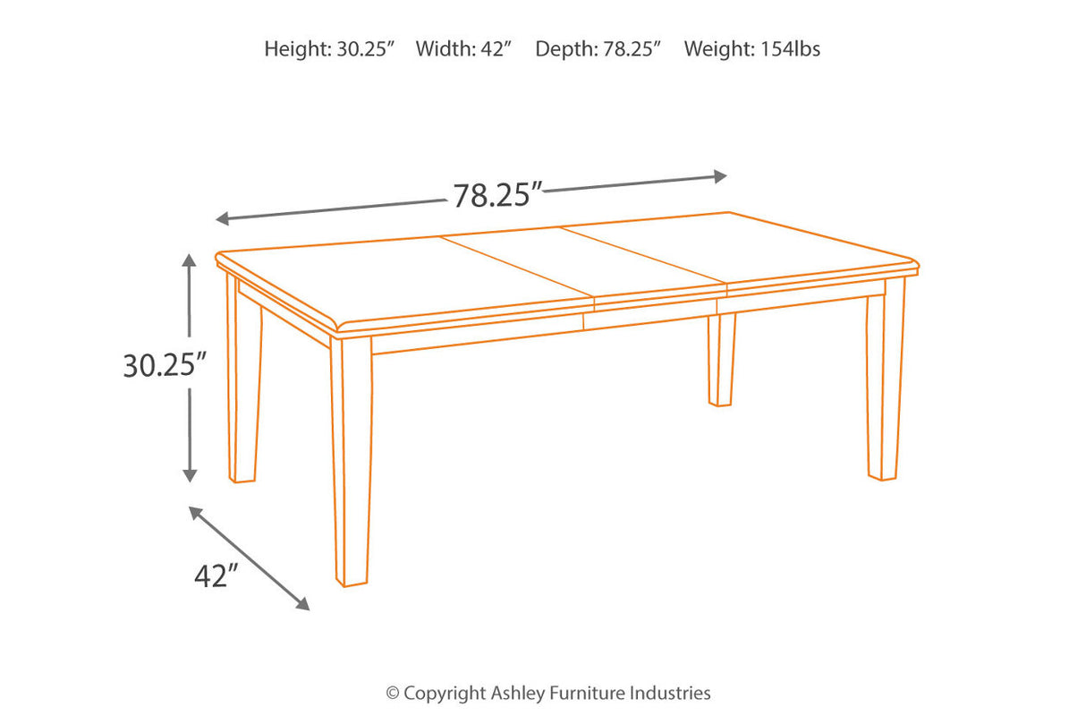 Haddigan Dark Brown Dining Table with 4 Chairs and Bench from Ashley Furniture - Luna Furniture