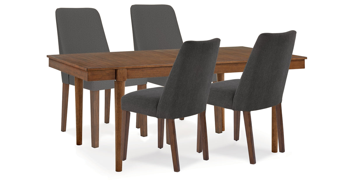 Lyncott Charcoal/Brown Extension Dining Table and 4 Chairs from Ashley Furniture - Luna Furniture