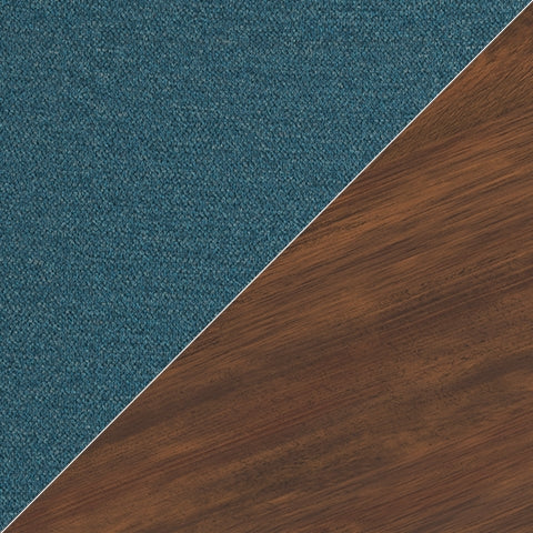 Lyncott Brown Round Dining Table and 4 Blue/Brown Chairs from Ashley - Luna Furniture