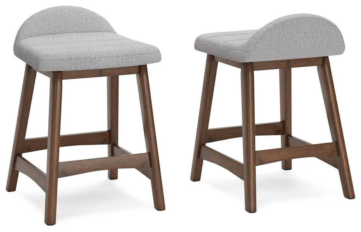 Lyncott Light Gray/Brown Counter Height Barstool, Set of 2 from Ashley - Luna Furniture