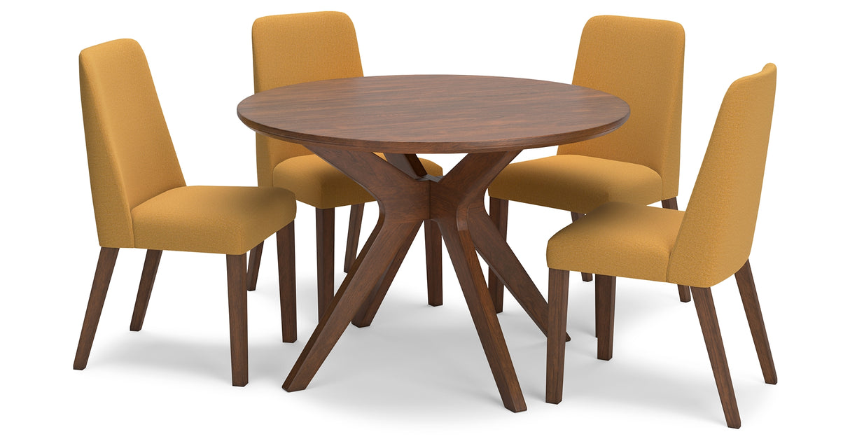 Lyncott Mustard/Brown Dining Table and 4 Chairs from Ashley - Luna Furniture