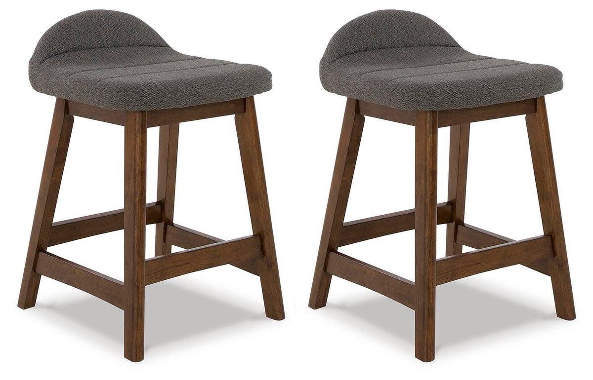 Lyncott Charcoal/Brown Counter Height Barstool, Set of 2 from Ashley - Luna Furniture