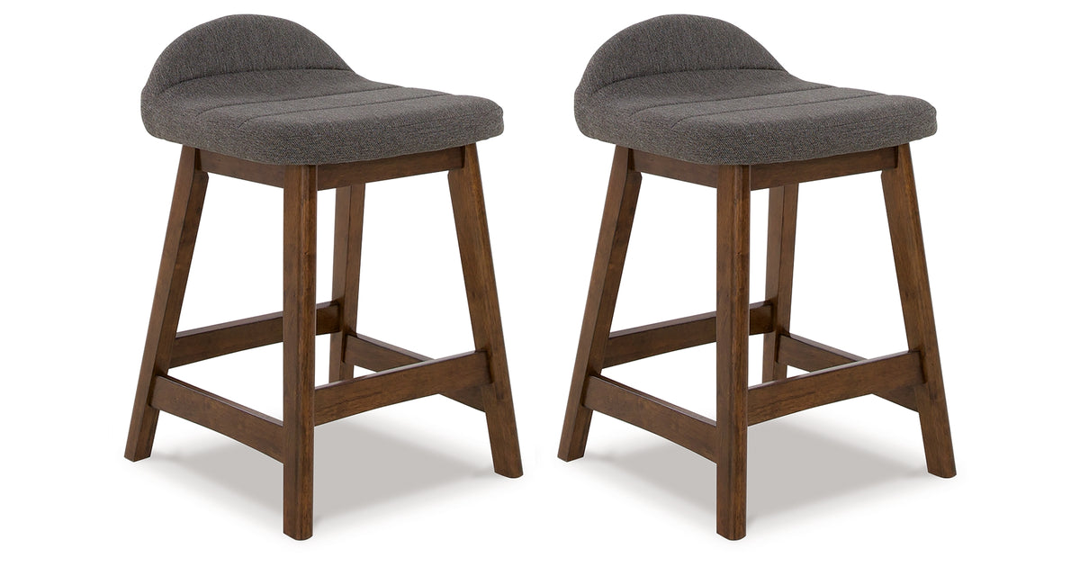 Lyncott Charcoal/Brown Counter Height Barstool, Set of 2 from Ashley - Luna Furniture