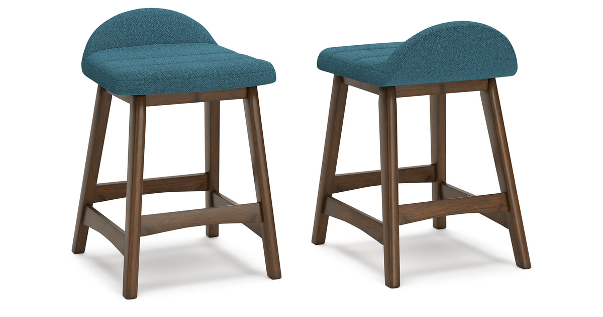 Lyncott Blue/Brown Counter Height Barstool, Set of 2 from Ashley - Luna Furniture