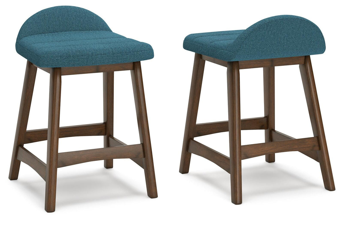 Lyncott Blue/Brown Counter Height Barstool, Set of 2 from Ashley - Luna Furniture