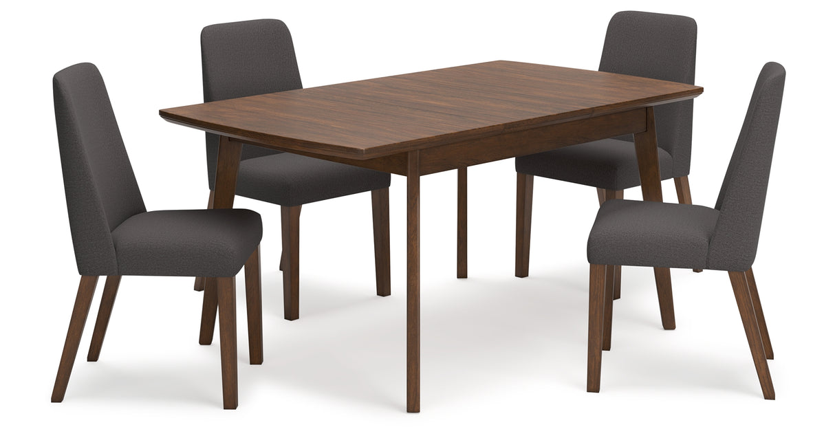 Lyncott Charcoal/Brown Extension Dining Table and 4 Chairs from Ashley - Luna Furniture