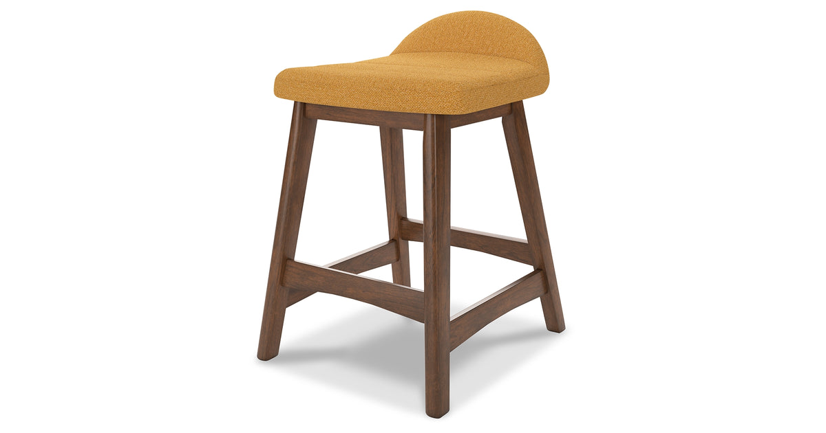 Lyncott Mustard/Brown Counter Height Barstool, Set of 2 from Ashley Furniture - Luna Furniture