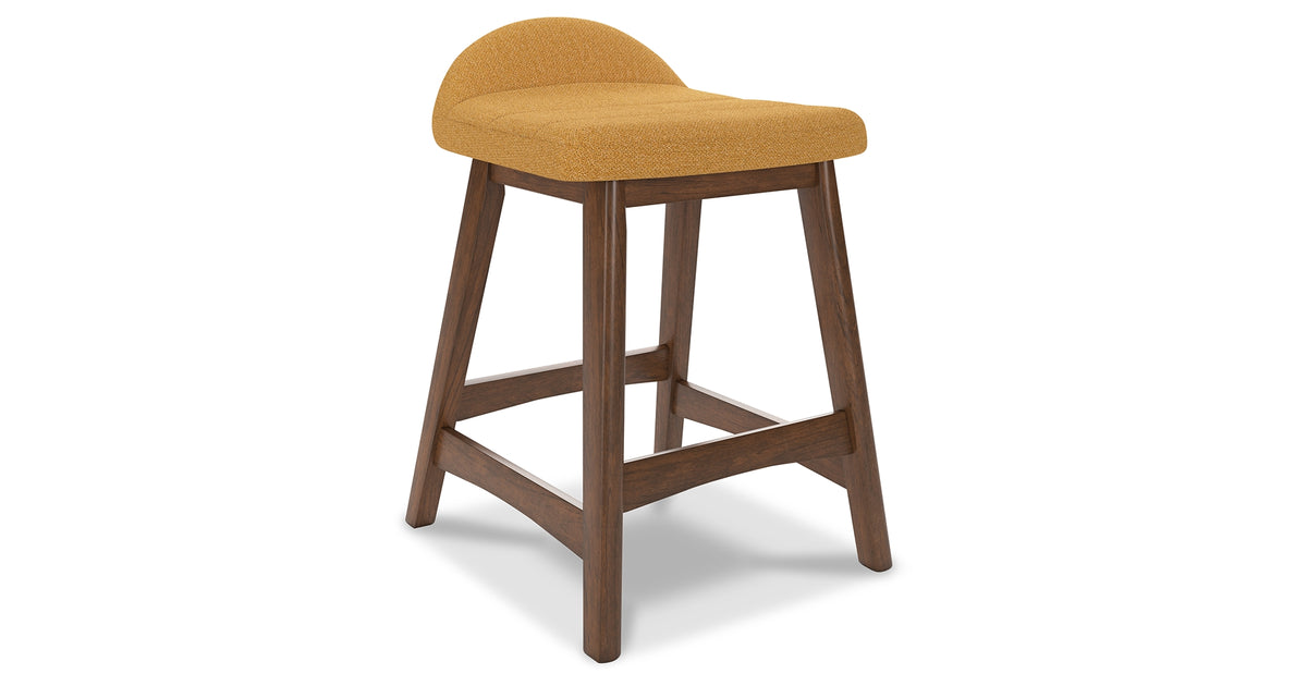 Lyncott Mustard/Brown Counter Height Barstool, Set of 2 from Ashley Furniture - Luna Furniture