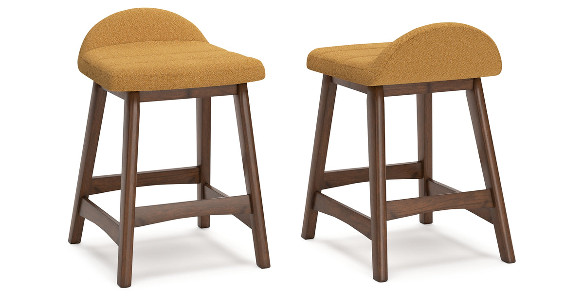 Lyncott Mustard/Brown Counter Height Barstool, Set of 2 from Ashley Furniture - Luna Furniture