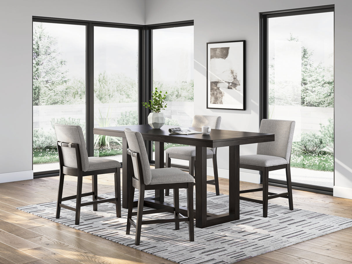 Neymorton Dark Grayish Brown Counter Height Table and 4 Barstools from Ashley - Luna Furniture