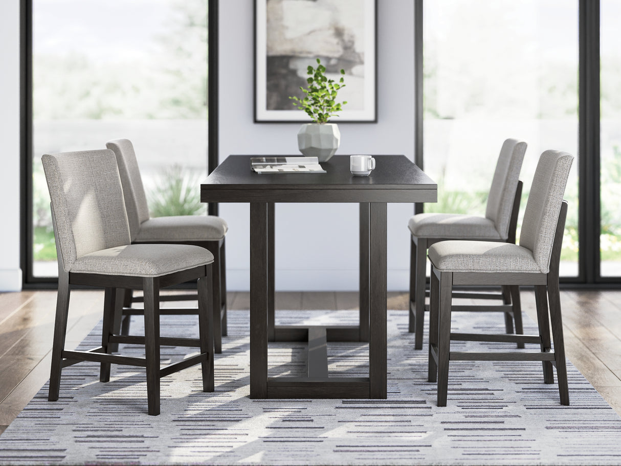 Neymorton Dark Grayish Brown Counter Height Table and 4 Barstools from Ashley - Luna Furniture