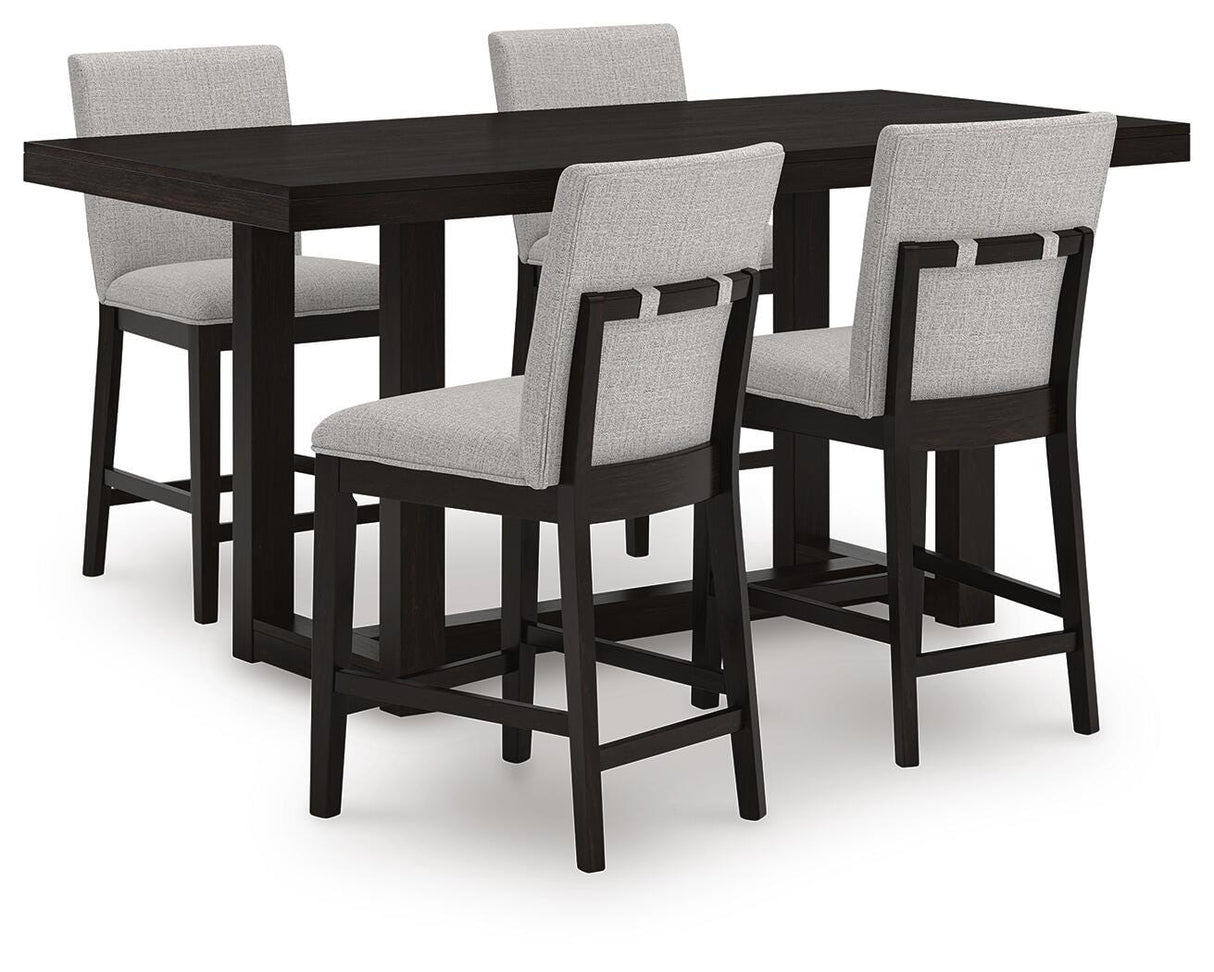 Neymorton Dark Grayish Brown Counter Height Table and 4 Barstools from Ashley - Luna Furniture