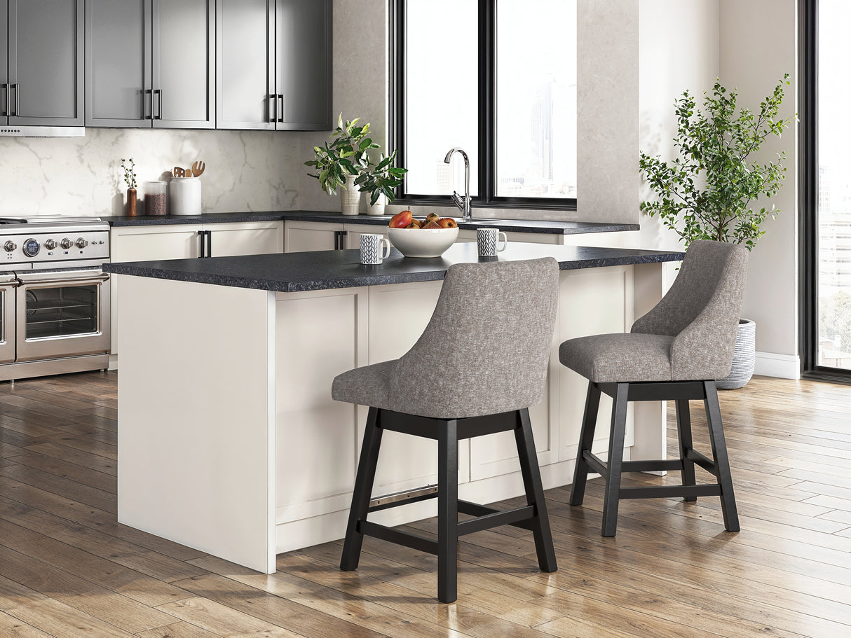 Neymorton Dark Grayish Brown Counter Height Barstool (Set of 2), Set of 2 from Ashley - Luna Furniture