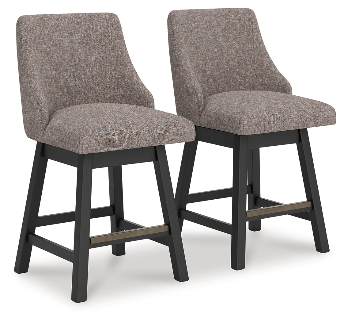 Neymorton Dark Grayish Brown Counter Height Barstool (Set of 2), Set of 2 from Ashley - Luna Furniture