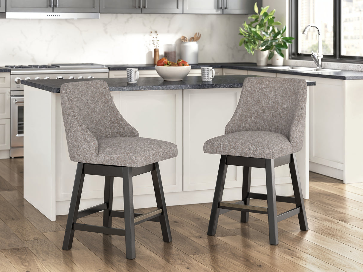 Neymorton Dark Grayish Brown Counter Height Barstool (Set of 2), Set of 2 from Ashley - Luna Furniture