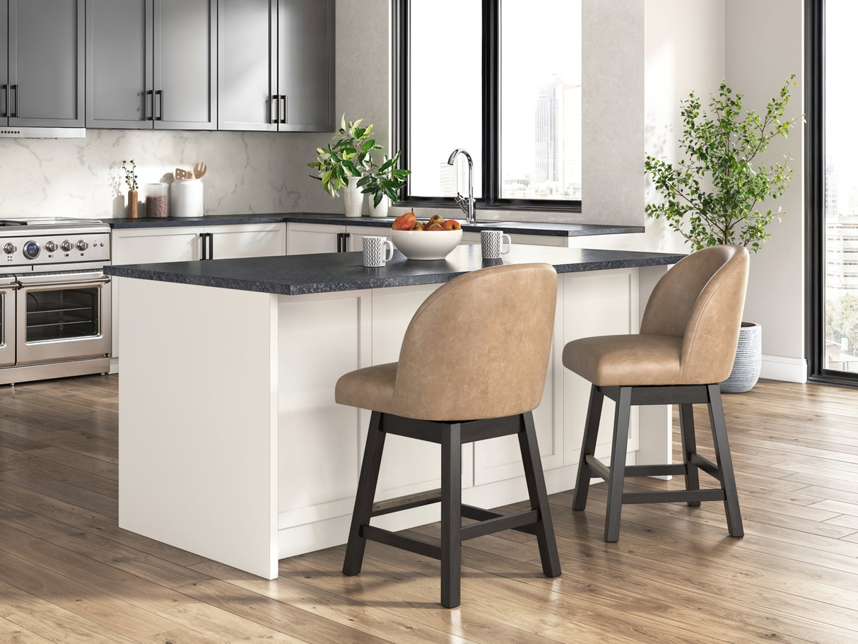 Neymorton Dark Grayish Brown Counter Height Barstool, Set of 2 from Ashley - Luna Furniture