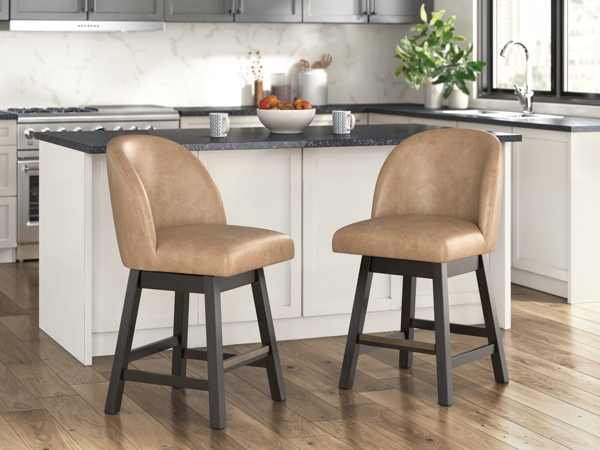 Neymorton Dark Grayish Brown Counter Height Barstool, Set of 2 from Ashley - Luna Furniture