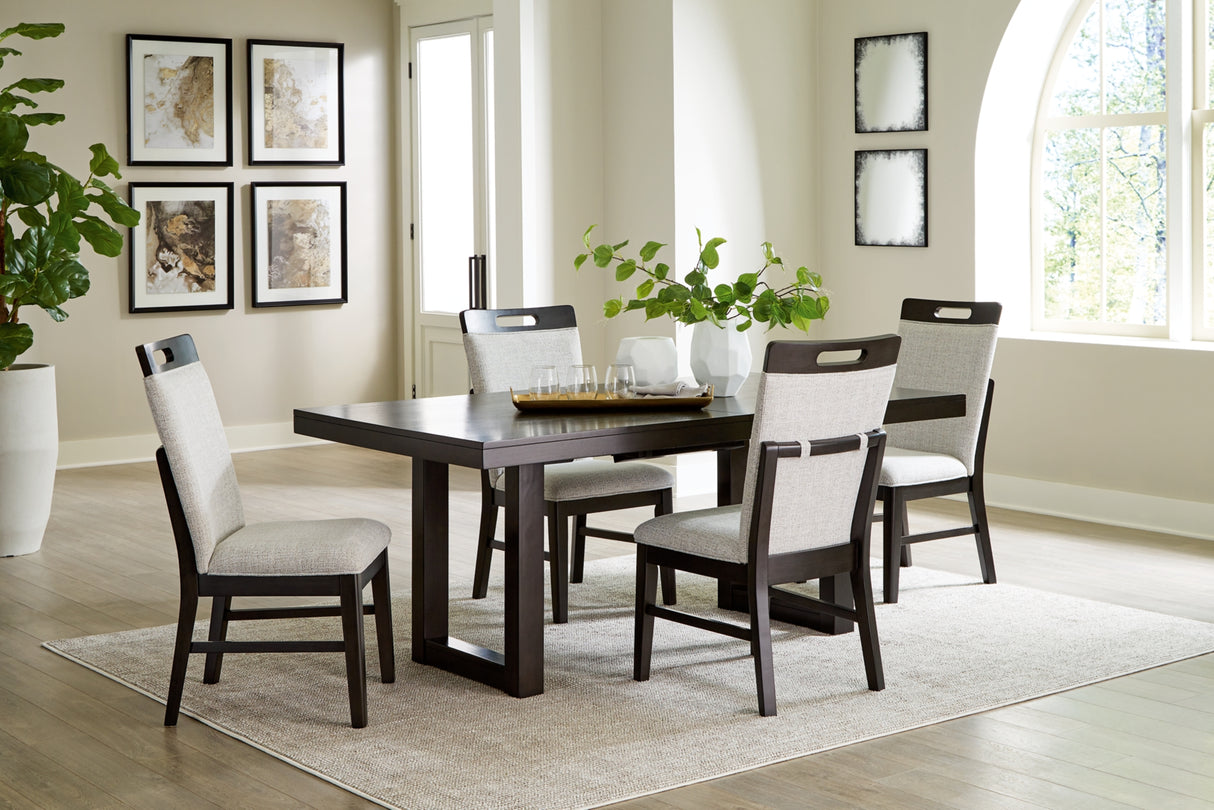 Neymorton Dark Grayish Brown Dining Table and 8 Chairs from Ashley Furniture - Luna Furniture