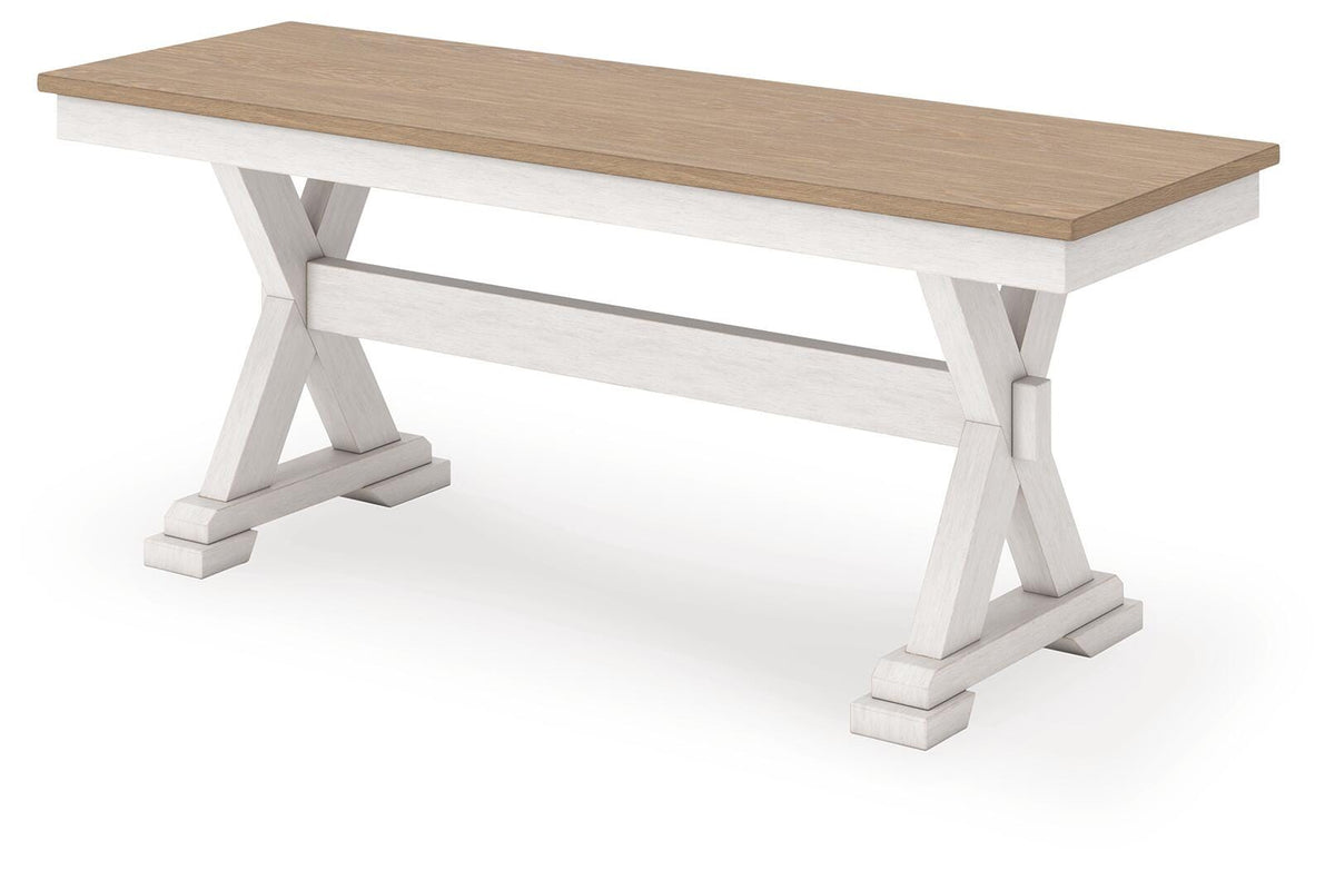 Purlaney Antique White/Natural 48" Dining Bench from Ashley - Luna Furniture