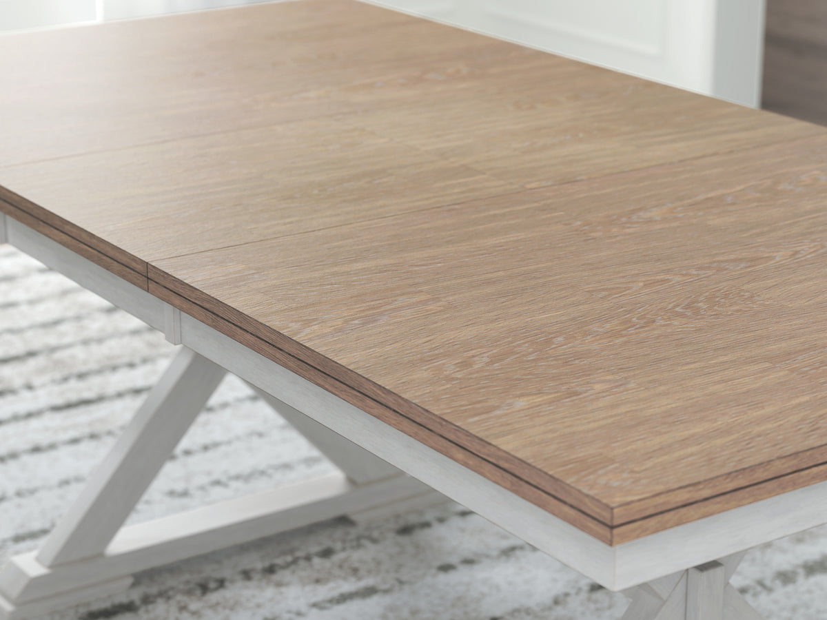 Purlaney Antique White/Natural Dining Butterfly Extension Table from Ashley Furniture - Luna Furniture