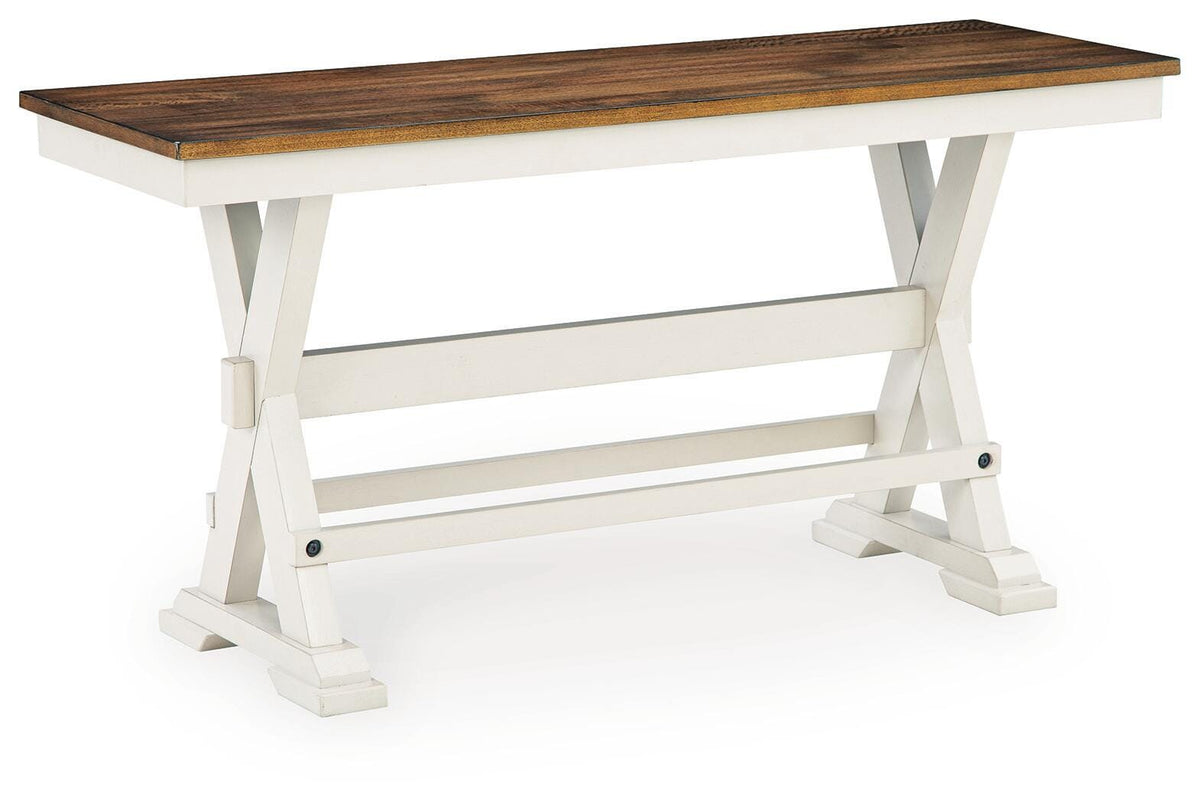 Brinfern Brown/Antique White Large Counter Height Dining Bench from Ashley - Luna Furniture