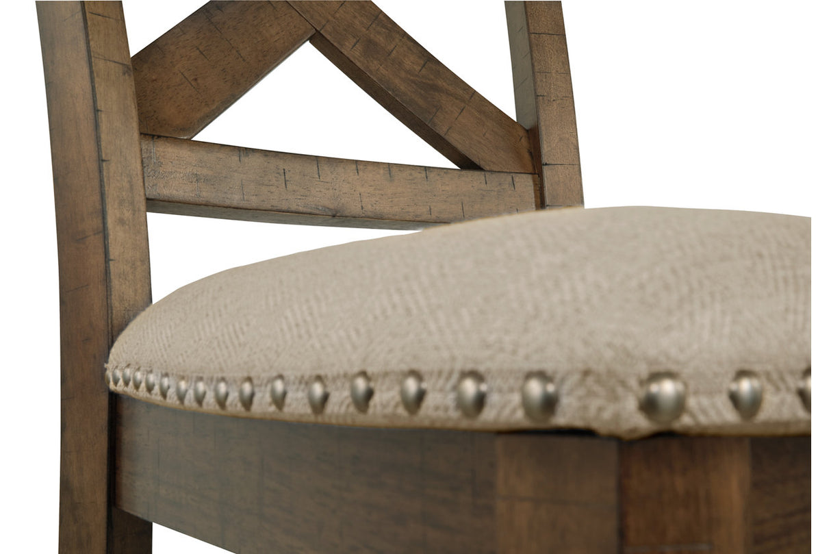 Moriville Grayish Brown Counter Height Dining Table with 4 Barstools, Bench, and Server from Ashley - Luna Furniture