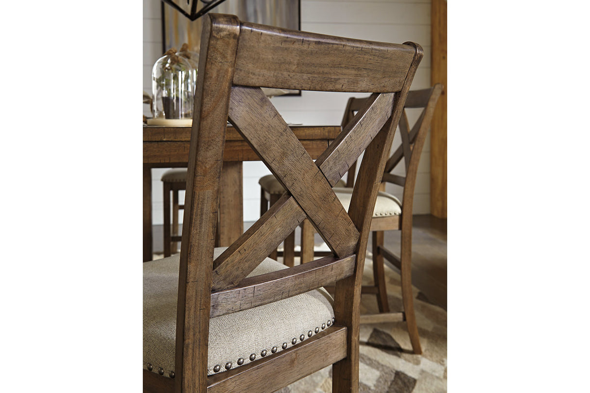 Moriville Grayish Brown Counter Height Dining Table and 4 Barstools from Ashley Furniture - Luna Furniture
