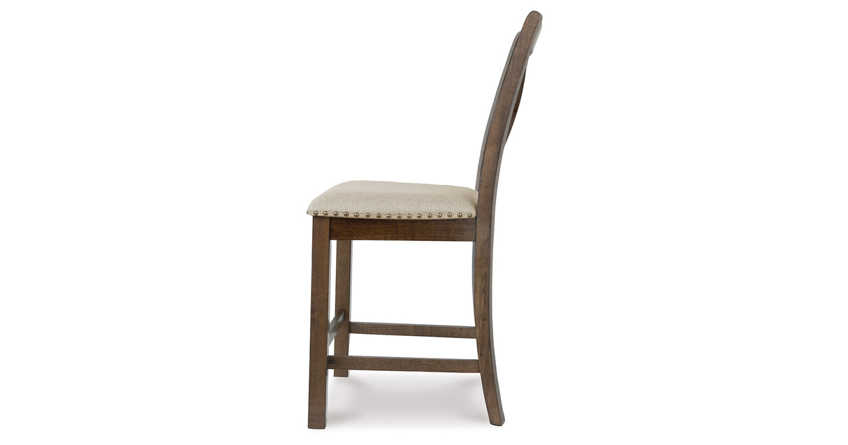 Moriville Counter Height Dining Table and 6 Barstools in Grayish Brown from Ashley Furniture - Luna Furniture