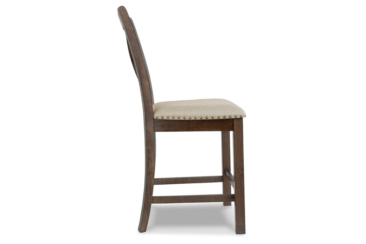 Moriville Grayish Brown Counter Height Dining Table and 6 Barstools from Ashley Furniture - Luna Furniture