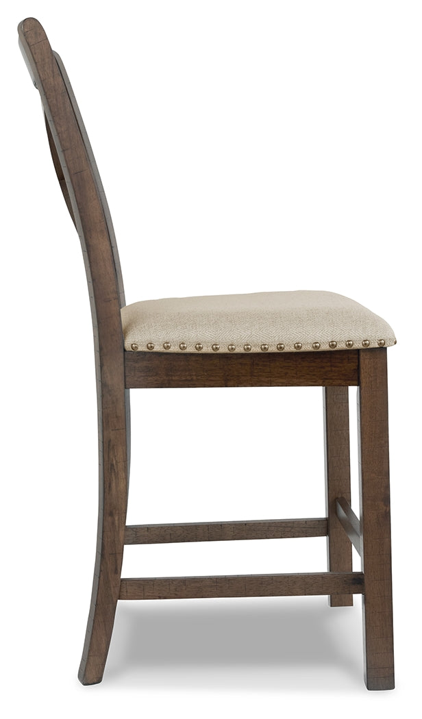 Moriville Grayish Brown Counter Height Dining Table with 4 Barstools and Bench from Ashley Furniture - Luna Furniture