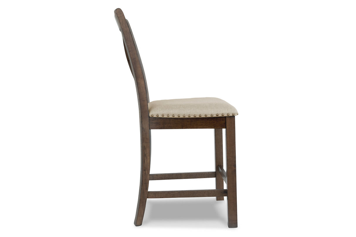 Moriville Grayish Brown Counter Height Dining Table with 4 Barstools and Bench from Ashley Furniture - Luna Furniture