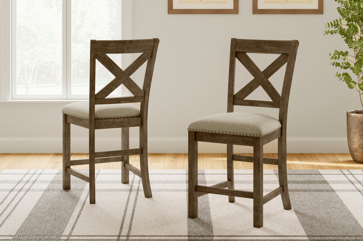 Moriville Grayish Brown Counter Height Chairs, Set of 2 from Ashley - Luna Furniture