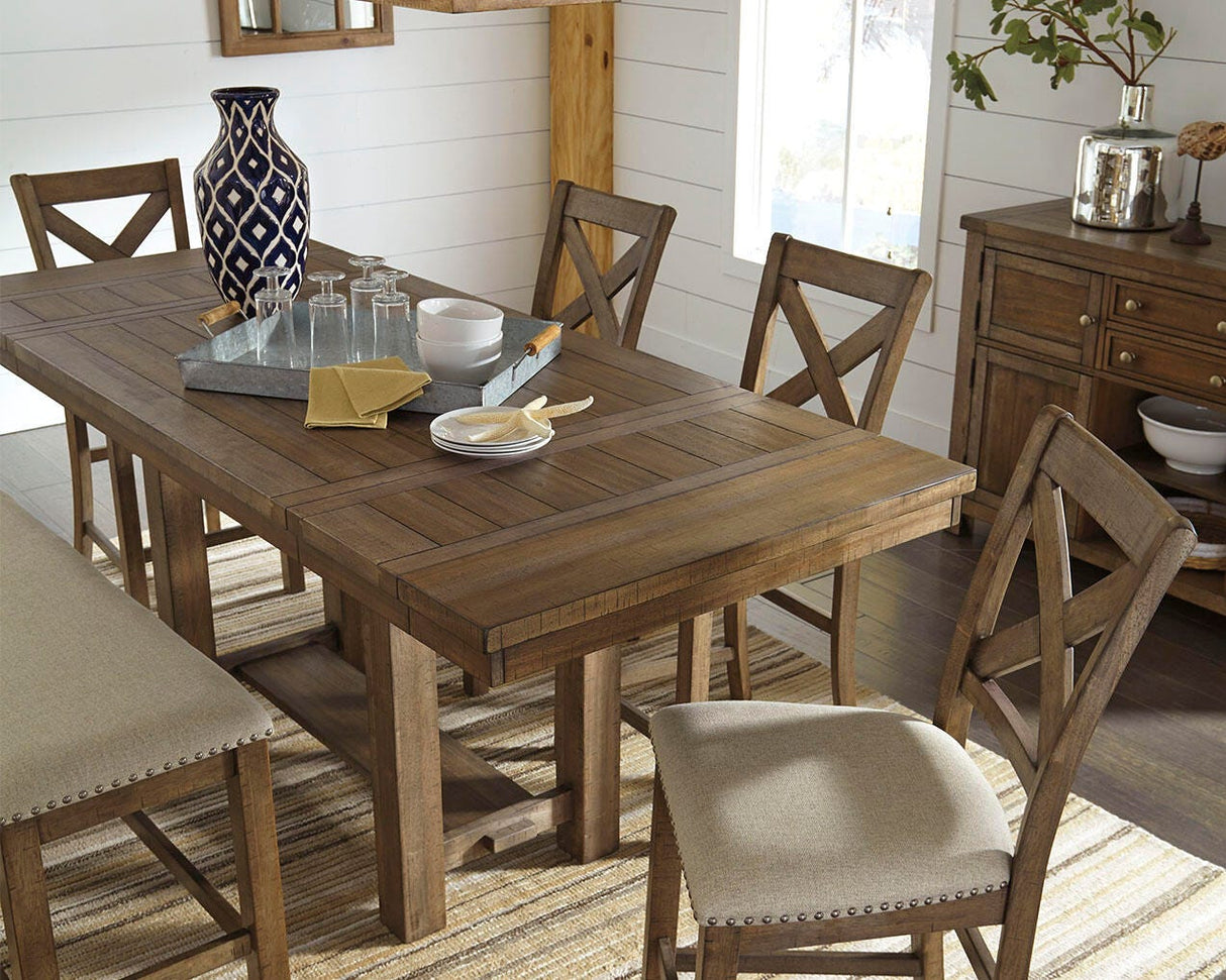 Moriville Grayish Brown Counter Height Dining Extension Table from Ashley - Luna Furniture