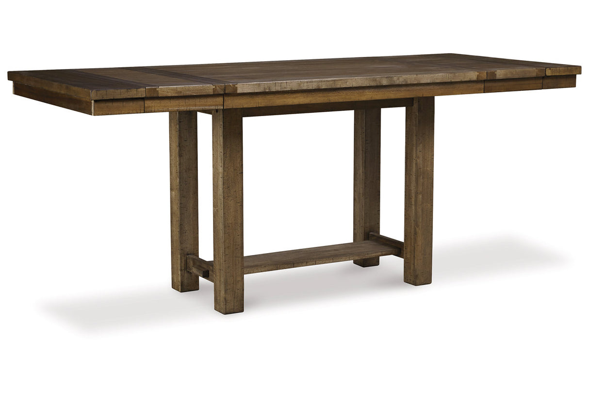 Moriville Grayish Brown Counter Height Dining Table and 6 Barstools from Ashley Furniture - Luna Furniture