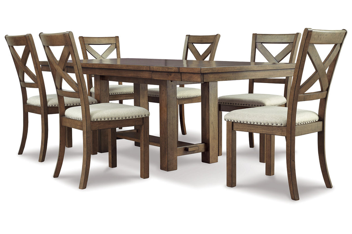 Moriville Grayish Brown Dining Table and 6 Chairs from Ashley Furniture - Luna Furniture
