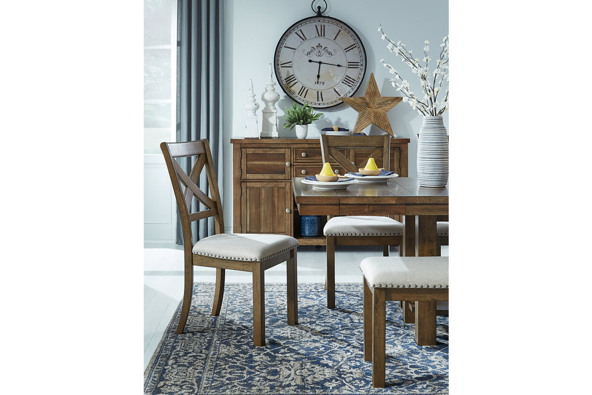 Moriville Grayish Brown Dining Table and 4 Chairs and Bench from Ashley Furniture - Luna Furniture