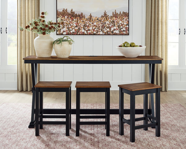 Wildenauer Brown/Black Counter Height Dining Table and 3 Barstools Set