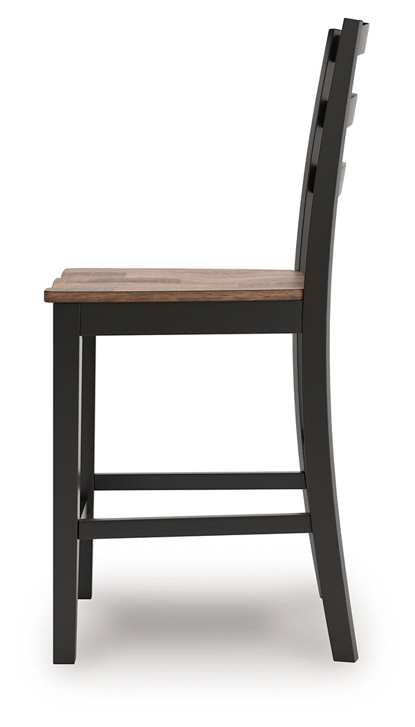 Wildenauer Brown/Black Counter Height Barstool, Set of 2 from Ashley - Luna Furniture