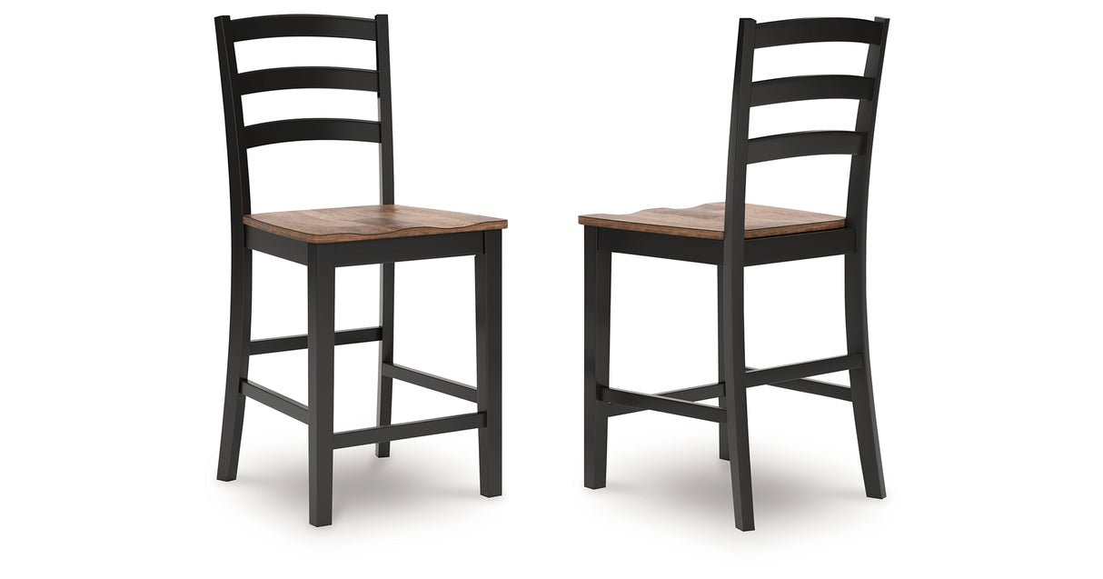 Wildenauer Brown/Black Counter Height Barstool, Set of 2 from Ashley Furniture - Luna Furniture