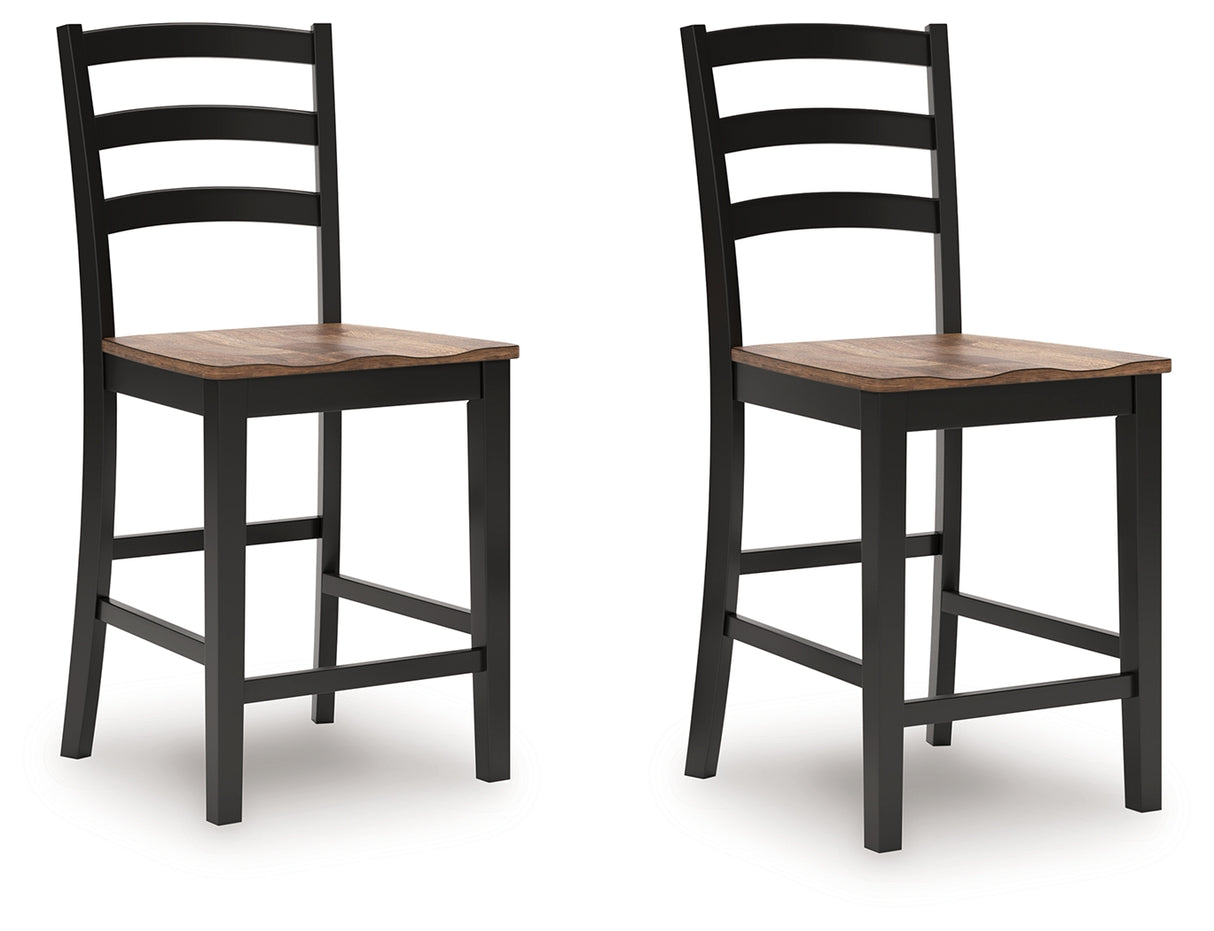 Wildenauer Brown/Black Counter Height Barstool, Set of 2 from Ashley - Luna Furniture