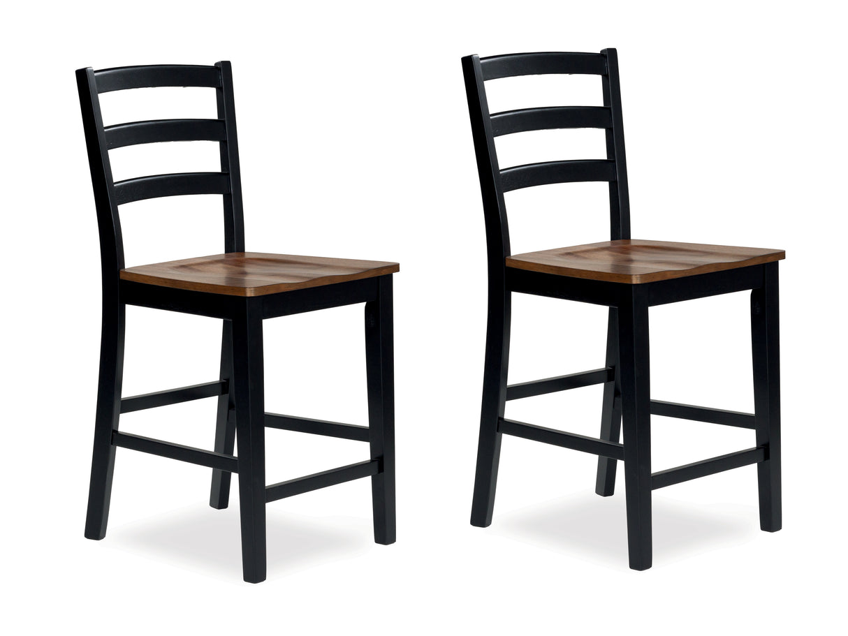 Wildenauer Brown/Black Counter Height Barstool, Set of 2 from Ashley Furniture - Luna Furniture