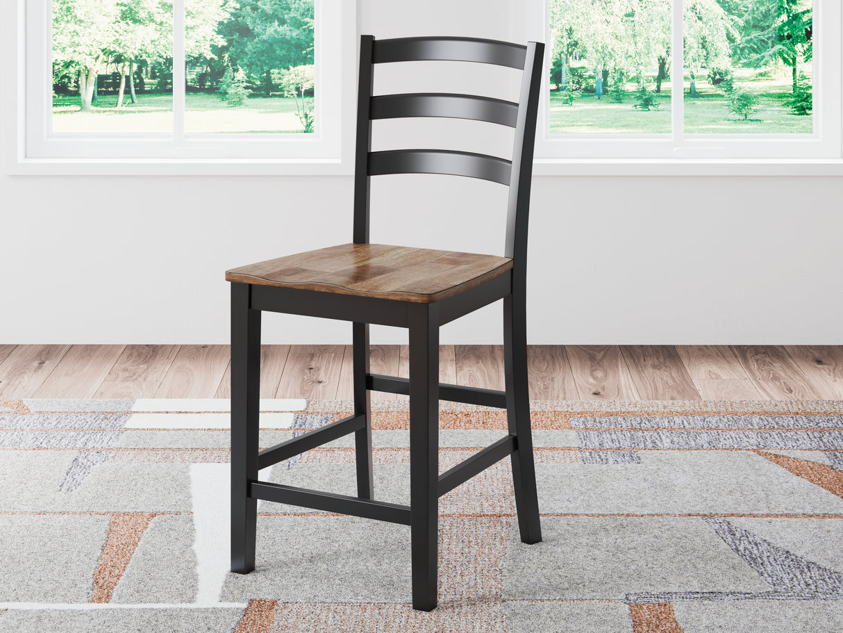 Wildenauer Brown/Black Counter Height Barstool, Set of 2 from Ashley - Luna Furniture