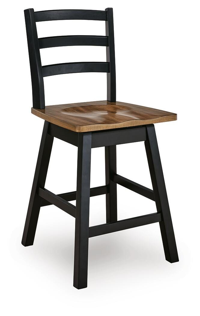 Wildenauer Brown/Black Counter Height Barstool, Set of 2