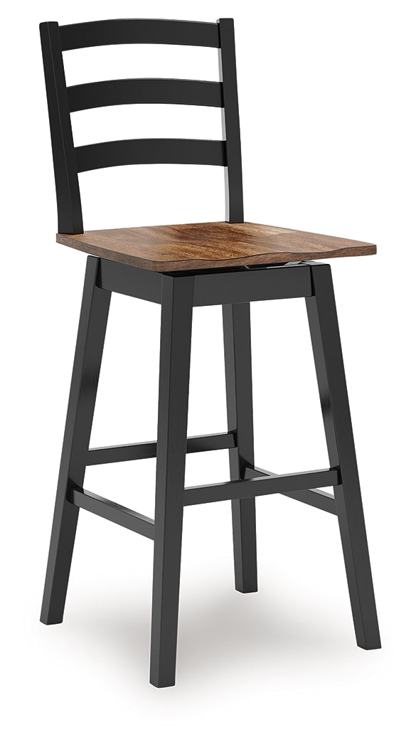 Wildenauer Brown/Black Bar Height Barstool, Set of 2 from Ashley Furniture - Luna Furniture